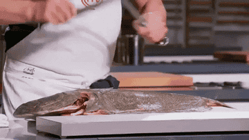 Gordon Ramsay honing his knife